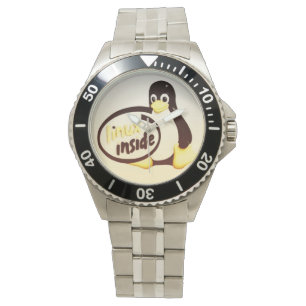 LINUX INSIDE Tux Linux Penguin Wrist Watch Armbandsur