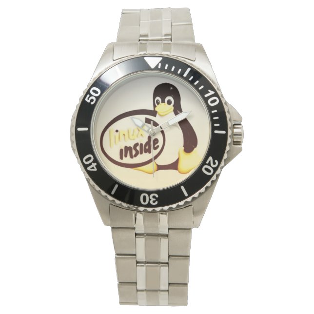 LINUX INSIDE Tux Linux Penguin Wrist Watch Armbandsur (Framsida)