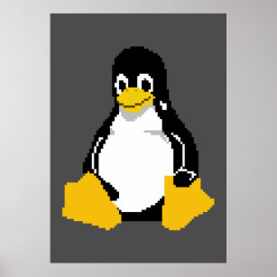 Linux Mascot   Linux Penguin   Tux i pixelkonst Poster