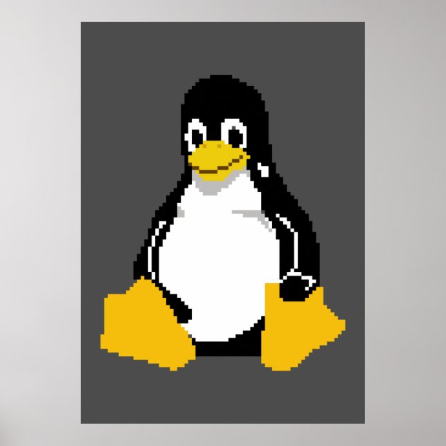 Linux Mascot | Linux Penguin | Tux i pixelkonst Poster (Framsidan)