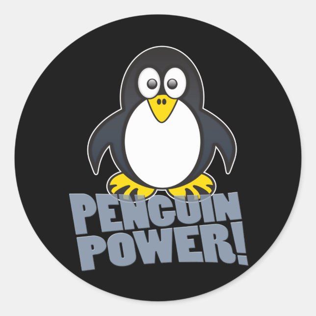 Linux Penguin Power Runt Klistermärke (Framsida)