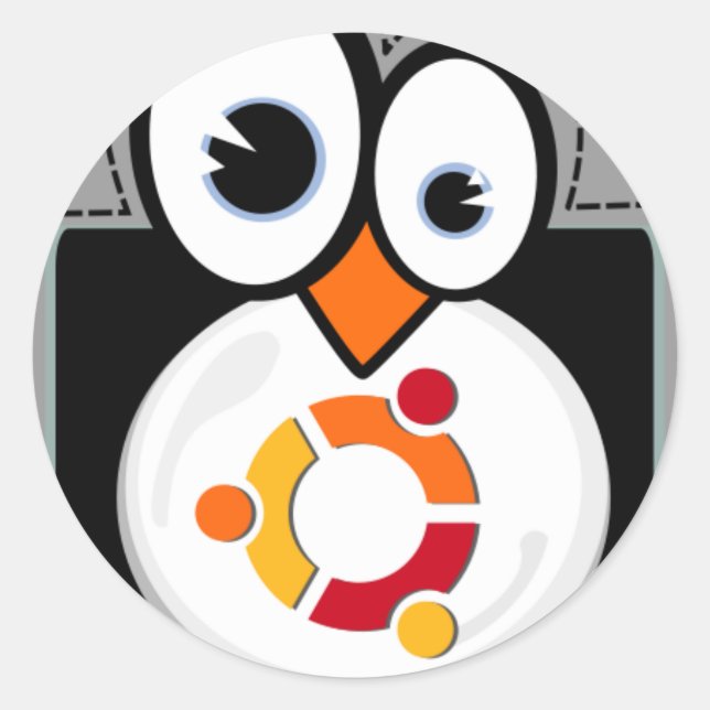 Linux Penguin Ubuntu Sticker Runt Klistermärke (Framsida)