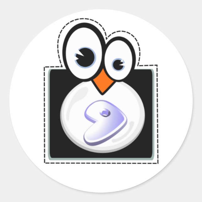 Linux Penquin Gentoo Sticker Runt Klistermärke (Framsida)