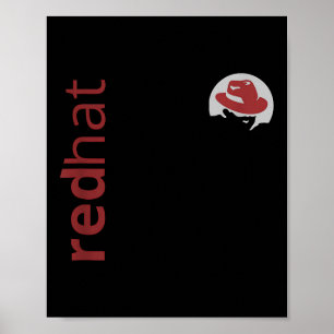 Linux Red Hat Fläkt Tee Tux Penguin Open Source Os Poster
