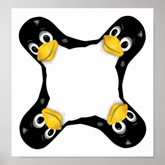 LINUX TUX 4 HEADS POSTER (Framsidan)