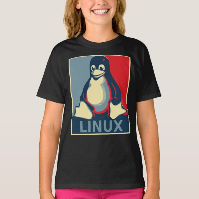 Linux tux penguin obama poster Classic T-Shirt (Framsida)
