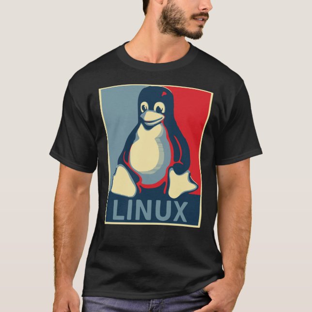 Linux tux penguin obama poster Classic T-Shirt (Framsida)