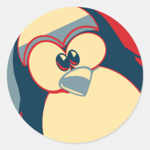 Linux Tux penguin Obama poster Runt Klistermärke