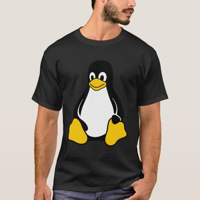 Linux Tux Penguin Open Source Nerd Geek T Shirt (Framsida)