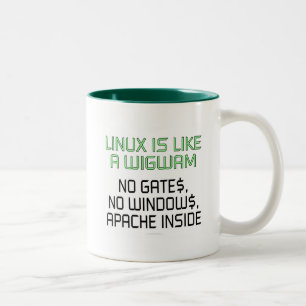 Linuxen är lik en wigwam. Inga grindar, inga Två-Tonad Mugg