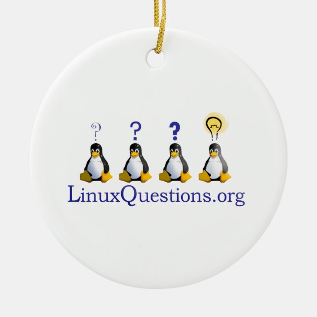 Linuxen ifrågasätter logotypen julgransprydnad keramik (Framsidan)
