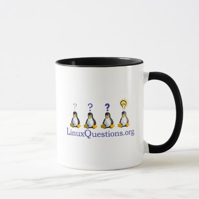 Linuxen ifrågasätter logotypen mugg (Höger)