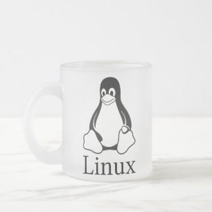 Linuxlogotyp med tuxen Linuxpingvinet Frostad Glasmugg