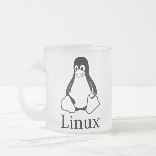 Linuxlogotyp med tuxen Linuxpingvinet Frostad Glasmugg (Vänster)