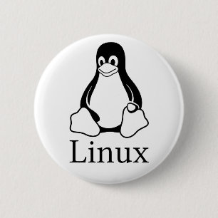 Linuxlogotyp med tuxen Linuxpingvinet Knapp