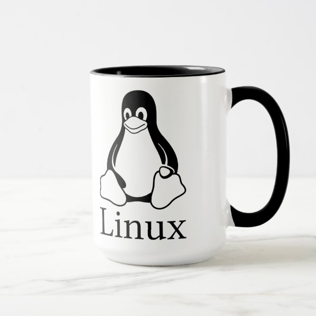 Linuxlogotyp med tuxen Linuxpingvinet Mugg (Höger)
