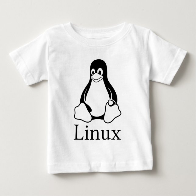 Linuxlogotyp med tuxen Linuxpingvinet T Shirt (Framsida)