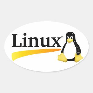 Linuxlogotyp med Tuxprodukter Ovalt Klistermärke