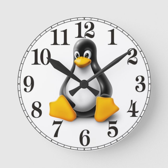 LinuxTux pingvinet Rund Klocka (Framsida)