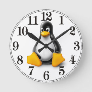 LinuxTux pingvinet Rund Klocka