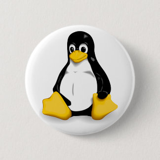 Linuxtuxen klämmer fast knäppas tillbaka knapp
