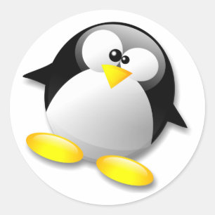 LINUXTUXKRISTALL RUNT KLISTERMÄRKE