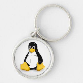 LinuxTuxnyckelringar Rund Silverfärgad Nyckelring