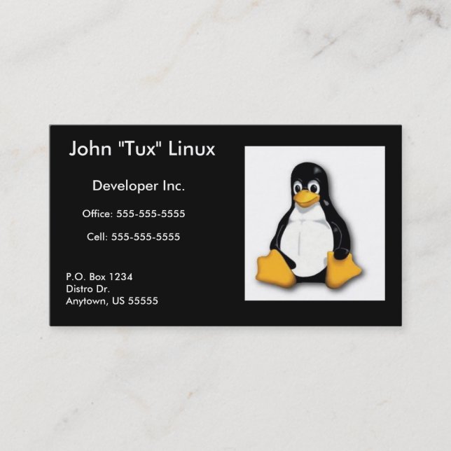 LinuxTuxvisitkort Visitkort (Framsida)
