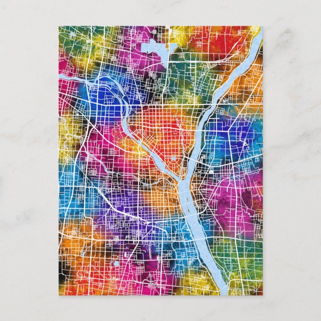 Linyi China City Karta Vykort (Framsida)