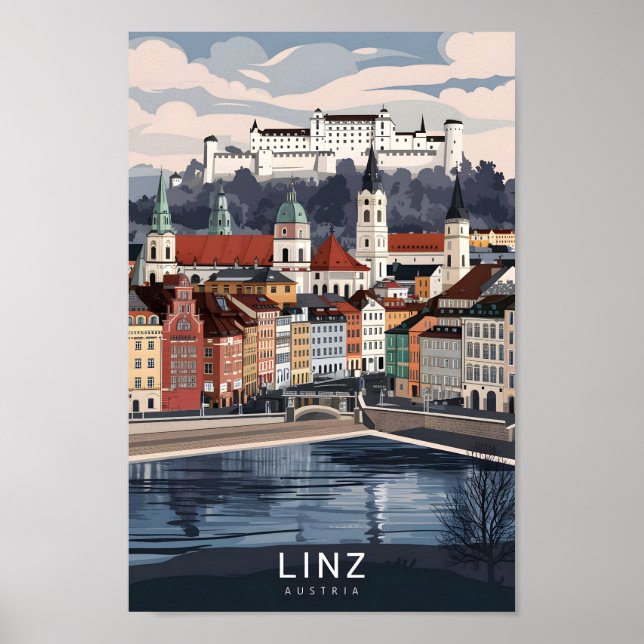 Linz Austria Berömd Travel Ställe Poster (Framsidan)