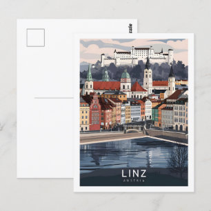 Linz Austria Berömd Travel Ställe Vykort
