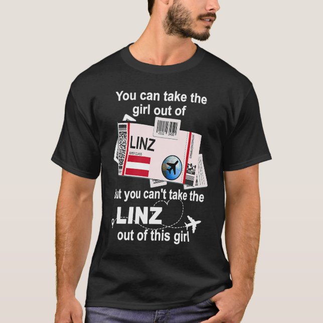 Linz Boarding Pass Linz Girl Linz T Shirt (Framsida)