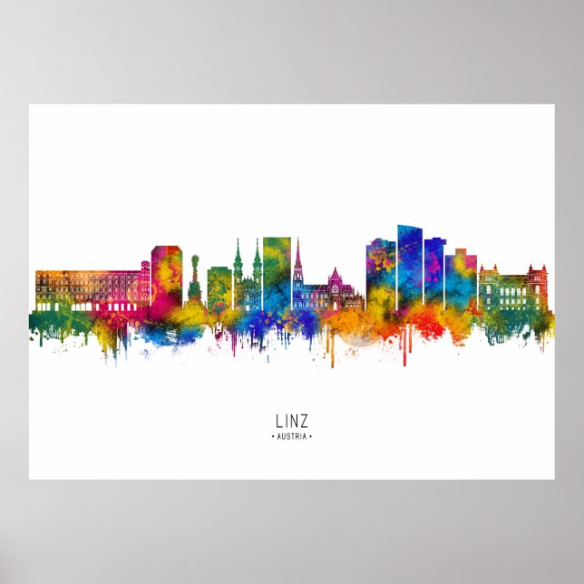 Linz Österrike Skyline Poster (Framsidan)