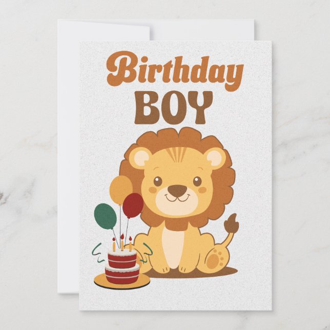Lion 1st Birthday Invitation Editable Inbjudningar (Framsida)