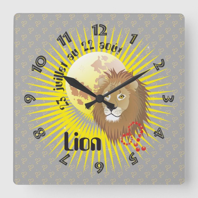 Lion 23 juillet au 22 août Horloge Fyrkantig Klocka (Framsida)