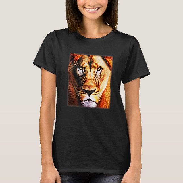 Lion Africa predator print head imprint with wild  T Shirt (Framsida)