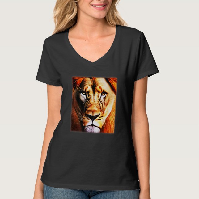 Lion Africa predator print head imprint with wild  T Shirt (Framsida)