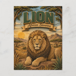 Lion African Savanna POPCUT Vykort