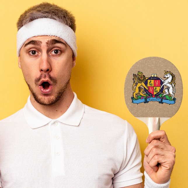 Lion and Unicorn Rampant Beer Coat of Arms Pingisracket (Skapare uppladdad)