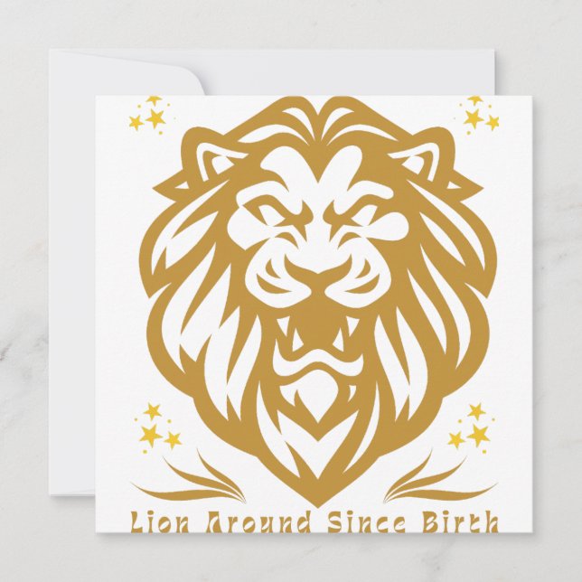 Lion Around Since Birth : Funny Lazy Lion Design Inbjudningar (Framsida)