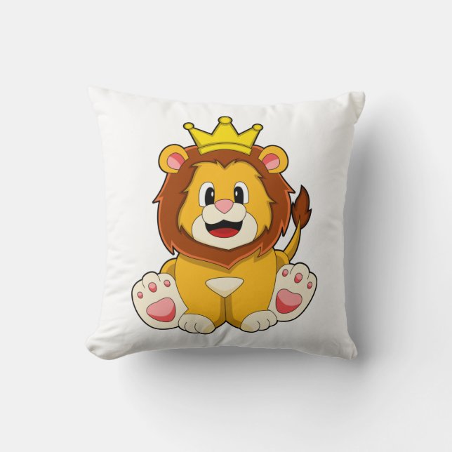 Lion as King with Crown Kudde (Framsida)