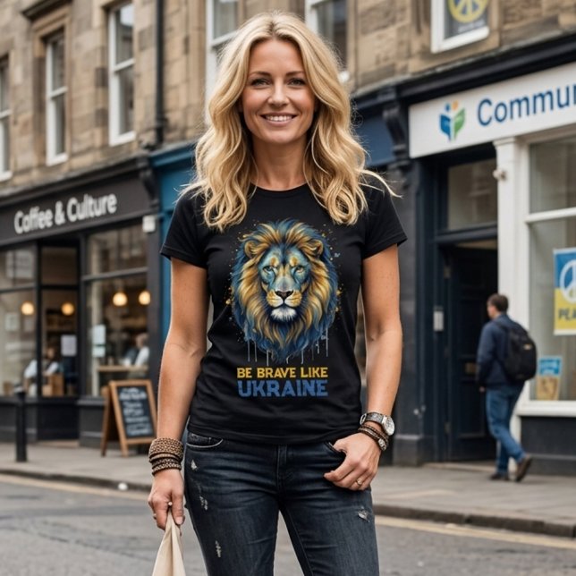 Lion “Be brave like Ukraine.” T Shirt (Skapare uppladdad)