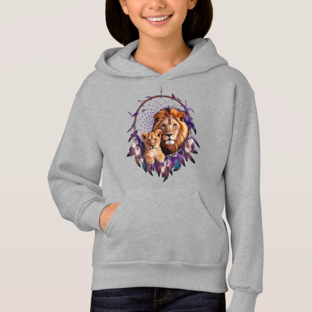 Lion Cub Dream Catcher Kids Pullover Hoodie  T Shirt (Framsida)