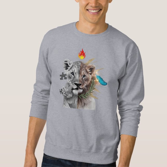 Lion Cub Duality Art Basic Sweatshirt  (Framsida)