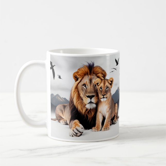 Lion Cub Photorealistic Classic Mug - Daddy  Kaffemugg (Vänster)