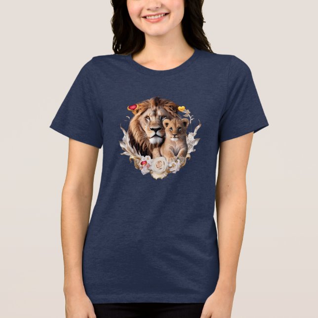 Lion Cub Royal Gold Floral Tri-blend T-Shirt  (Framsida)