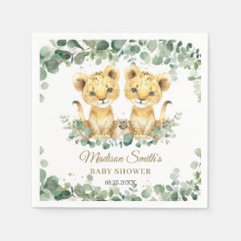 Lion Cubs Greenery Twin Boys Baby Shower  Pappersservett