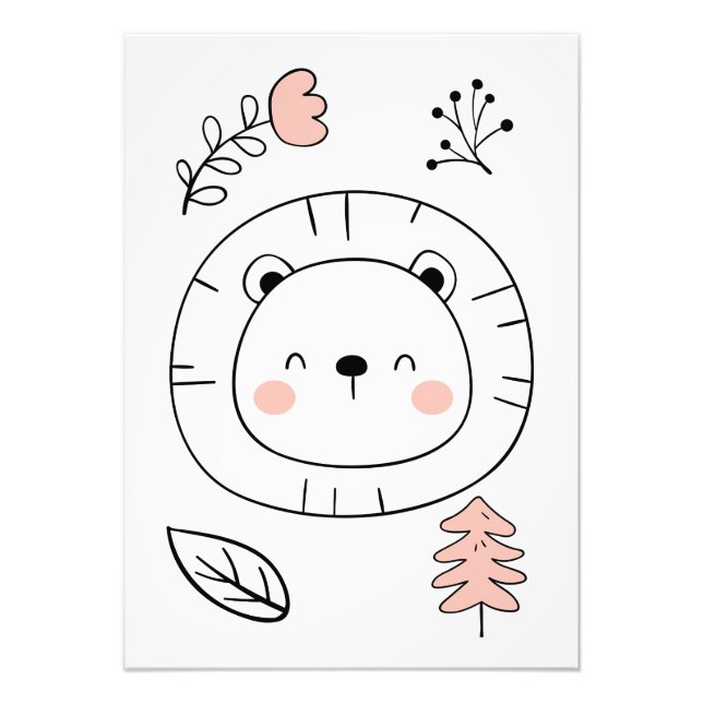 Lion Cute Lion Hand Drawn Fototryck (Framsidan)
