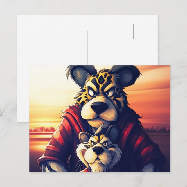 Lion Cute Vykort (Fram/baksida)