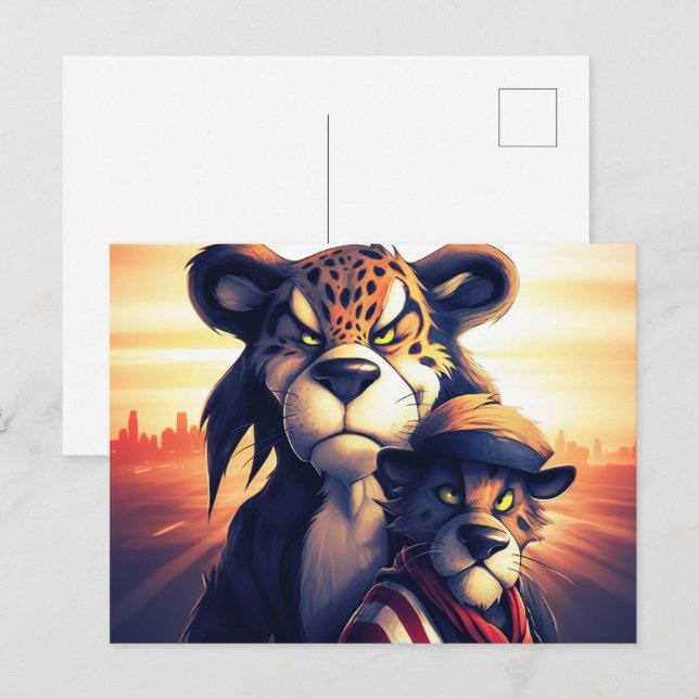Lion Cute Vykort (Fram/baksida)
